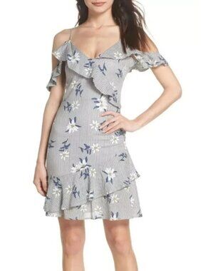 NWT THML Daisy Wildflower Print Ruffle Tiered Cottage Sundress Medium Boho Chic